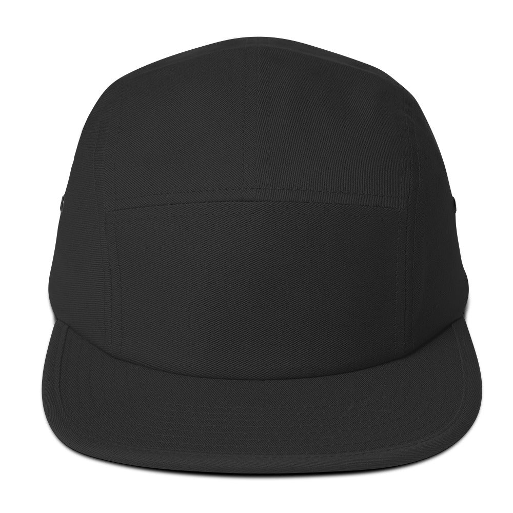 Classic HFT five-panel cap featuring a low profile fit, a nylon strap clip closure at the back with an adjustable strap, and a subtle HFT logo on the rear, set against a plain backdrop for a clean presentation black front