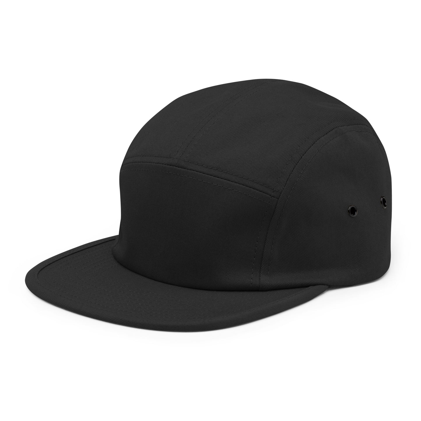 Classic HFT five-panel cap featuring a low profile fit, a nylon strap clip closure at the back with an adjustable strap, and a subtle HFT logo on the rear, set against a plain backdrop for a clean presentation left front