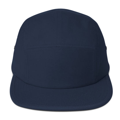 Classic HFT five-panel cap featuring a low profile fit, a nylon strap clip closure at the back with an adjustable strap, and a subtle HFT logo on the rear, set against a plain backdrop for a clean presentation navy