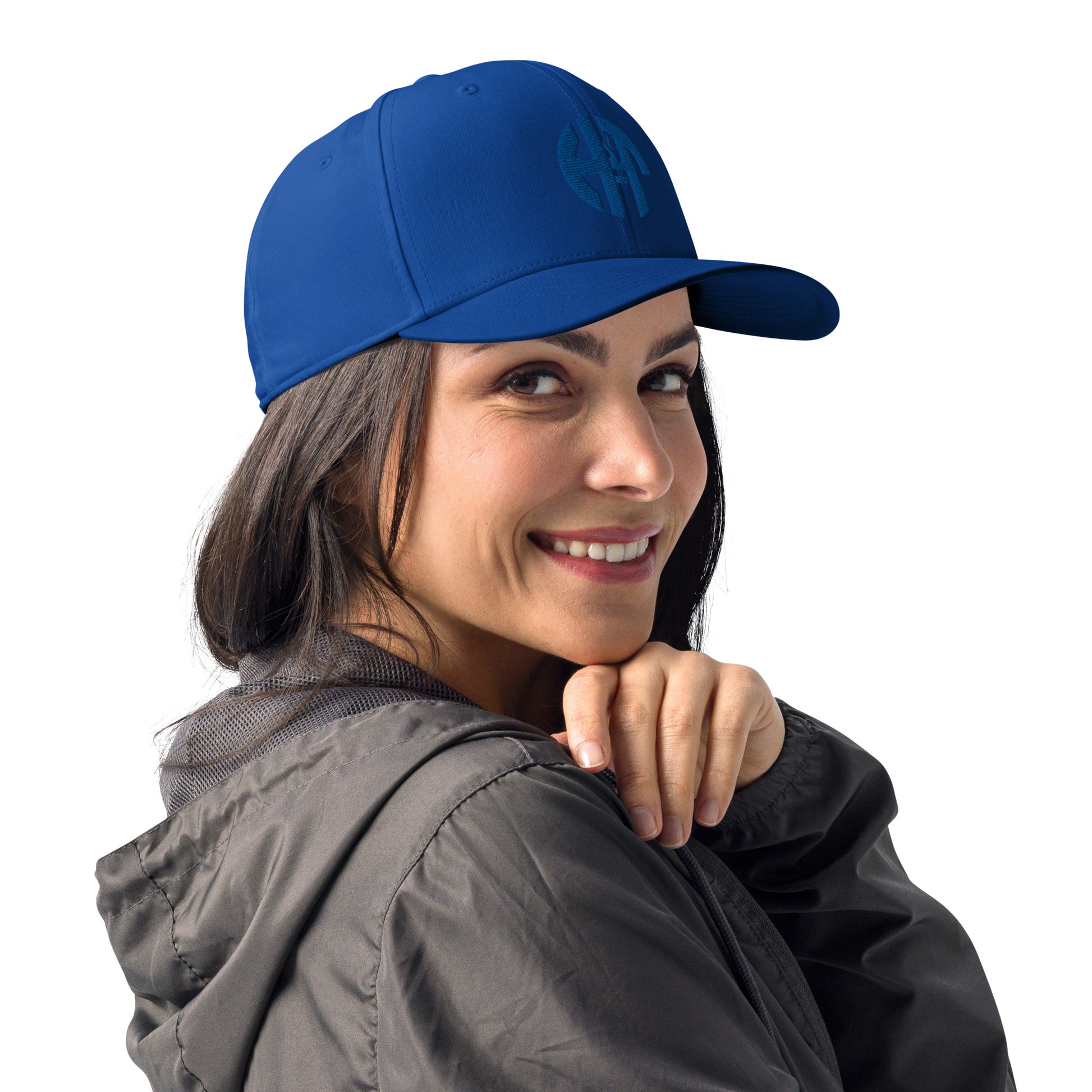 Adidas performance cap with moisture-wicking fabric and the iconic Adidas and HFT logo embroidered on the front for style and UPF 50+ protection collegiate royal front right