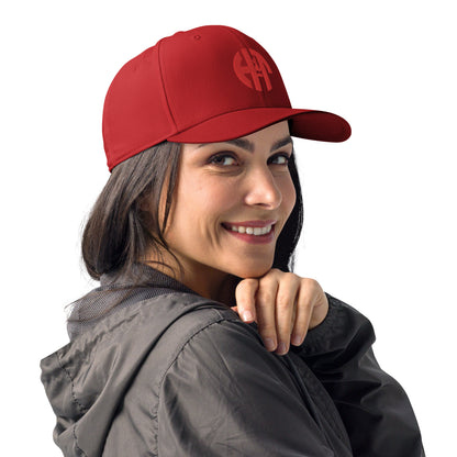 Adidas performance cap with moisture-wicking fabric and the iconic Adidas and HFT logo embroidered on the front for style and UPF 50+ protection power red right front