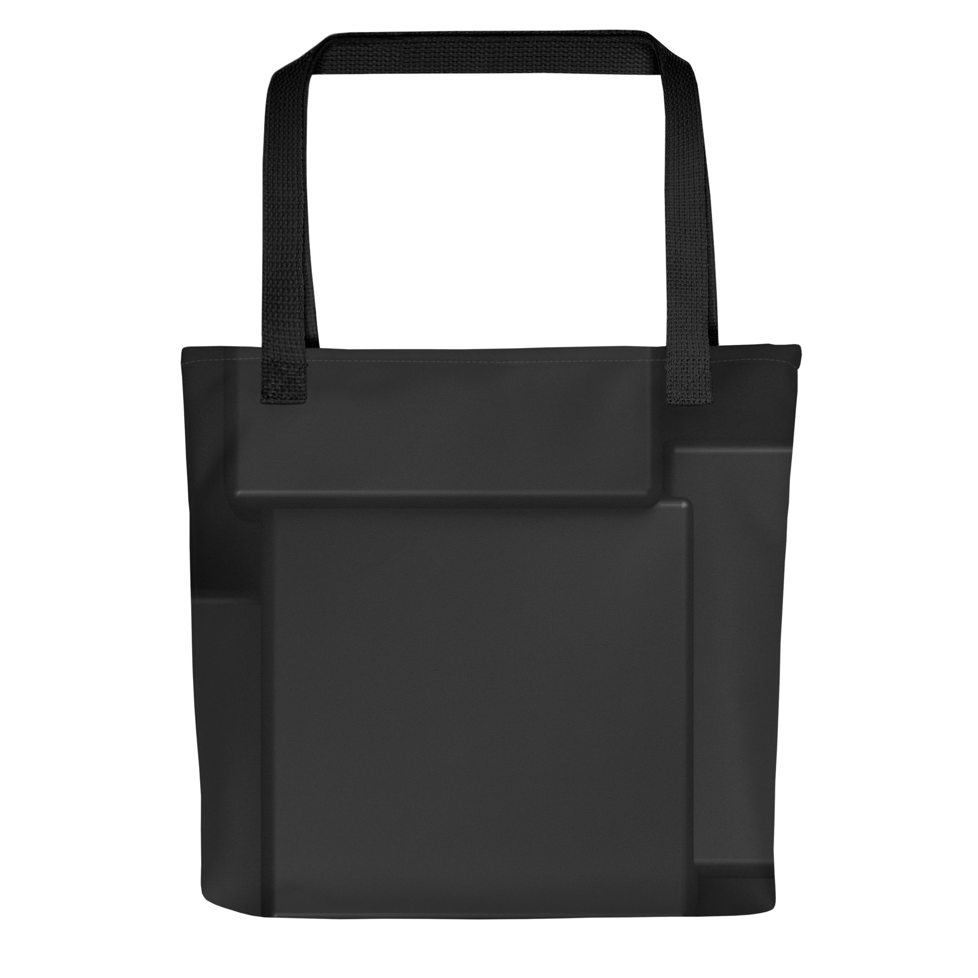 HFT Tote Bag featuring a sleek black design with spacious compartments, suitable for carrying a variety of items