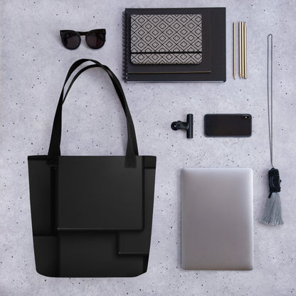 HFT Tote Bag featuring a sleek black design with spacious compartments, suitable for carrying a variety of items on surface