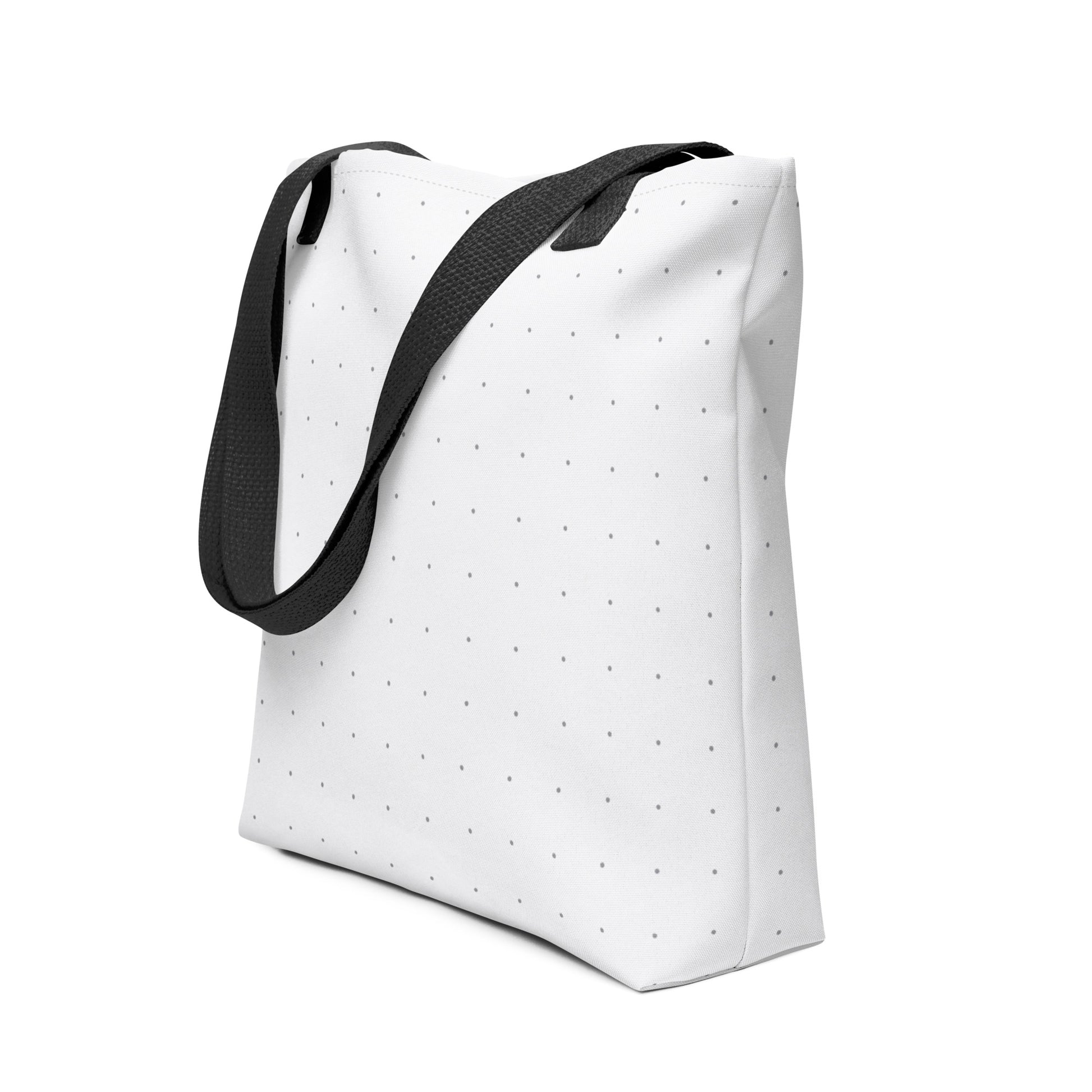 an HFT Tote Bag III, showcasing the bag's spacious and trendy design with a polka dot pattern front