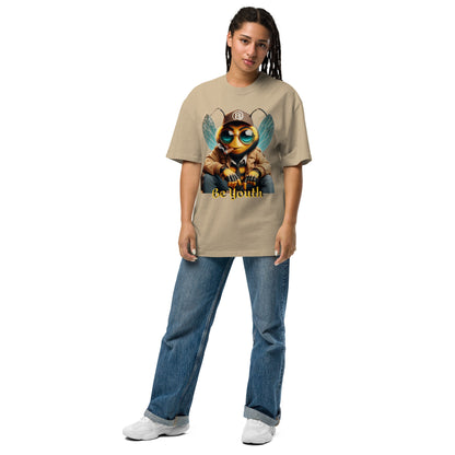 Mr Bee Be Youth Oversized Faded T-Shirt  khaki front female mode