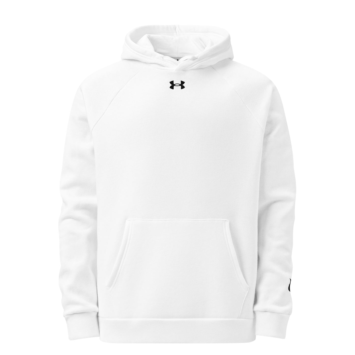 white  a HFT Under Armour® Hoodie with a relaxed fit, showcasing comfort and a subtle logo, perfect for casual or active wear