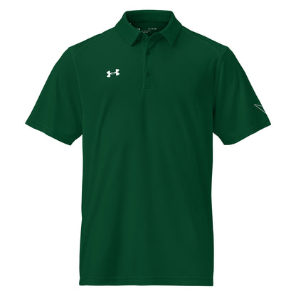 Under Armour men's  forest green front polo shirt with moisture-wicking fabric and anti-odor technology 