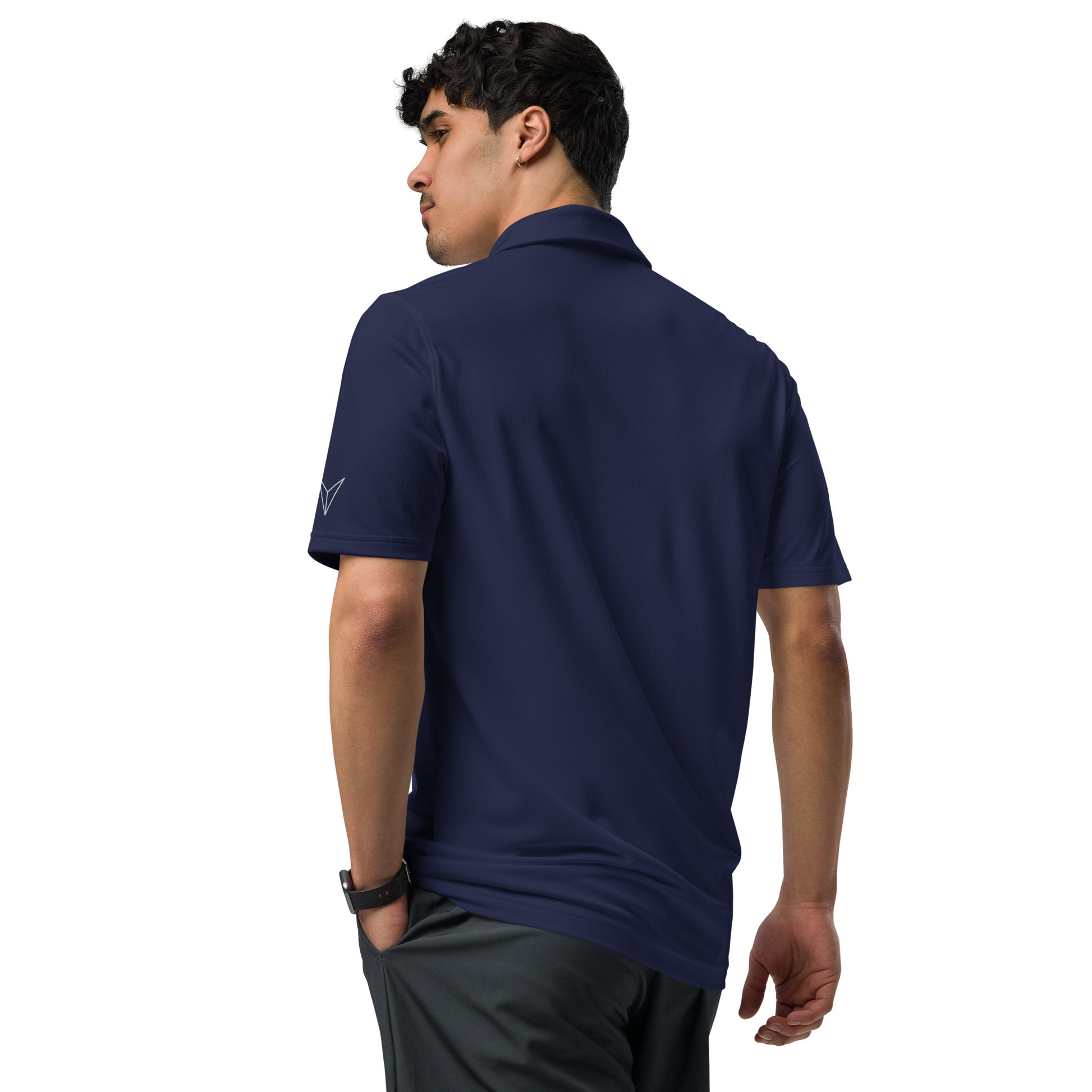 Under Armour men's navy blue polo shirt with moisture-wicking fabric and anti-odor technology  - back view