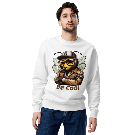 Mr Bee Be Cool Unisex Eco Sweatshirt White front  MALE