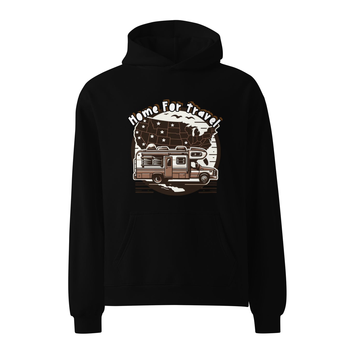 Home For Travel Unisex Oversized Hoodie black front