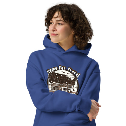 Home For Travel Unisex Oversized Hoodie black front female half body