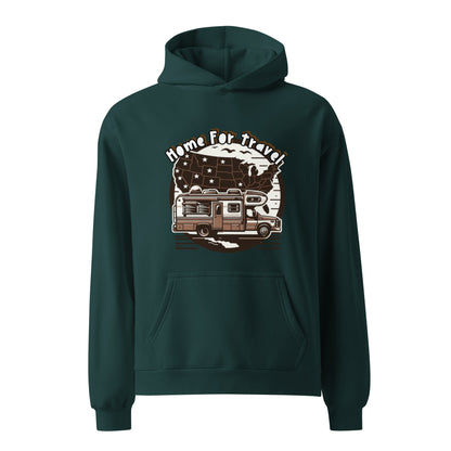 Home For Travel Unisex Oversized Hoodie pine green front 