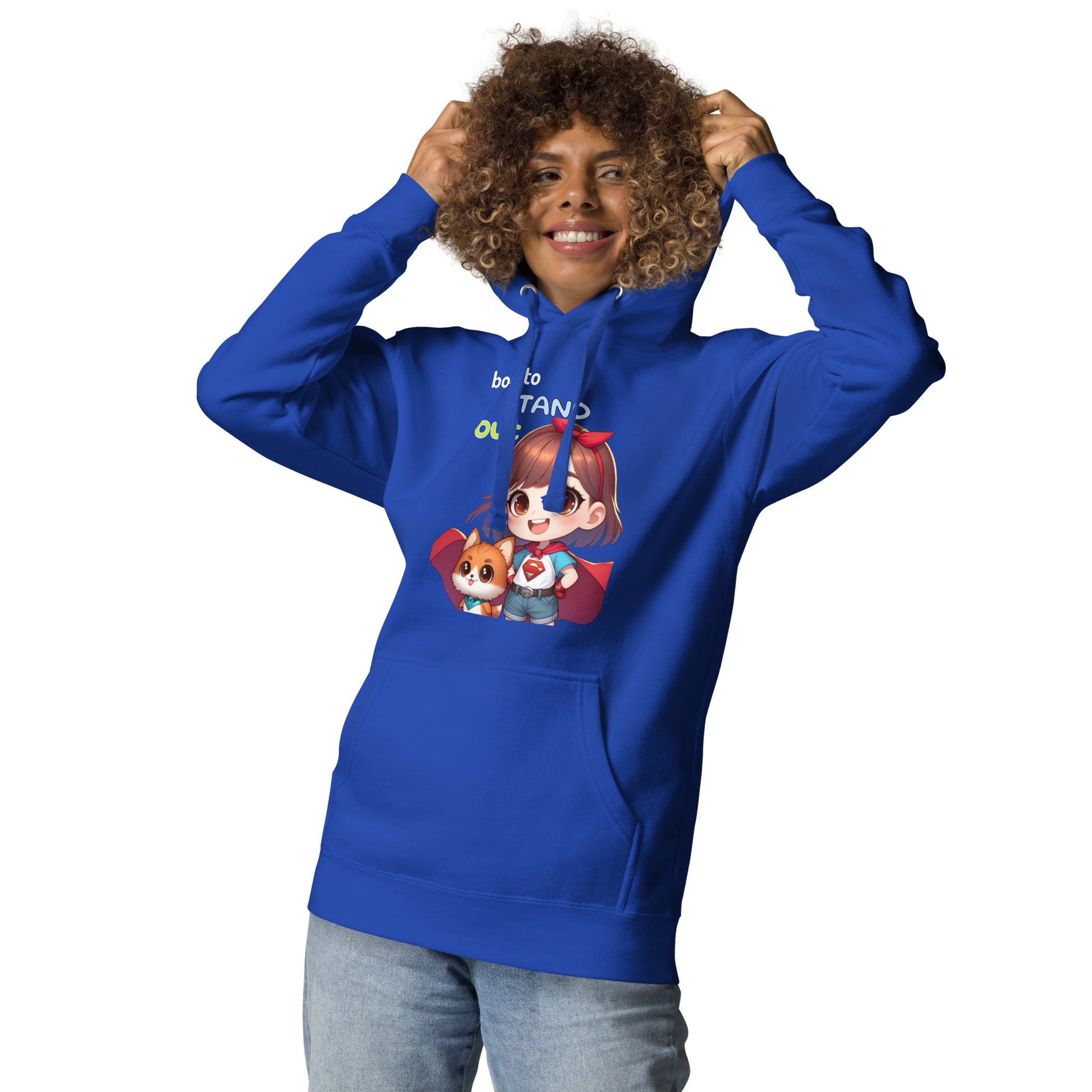 Born to Stand Out Superhero Unisex Hoodie  royal  front model