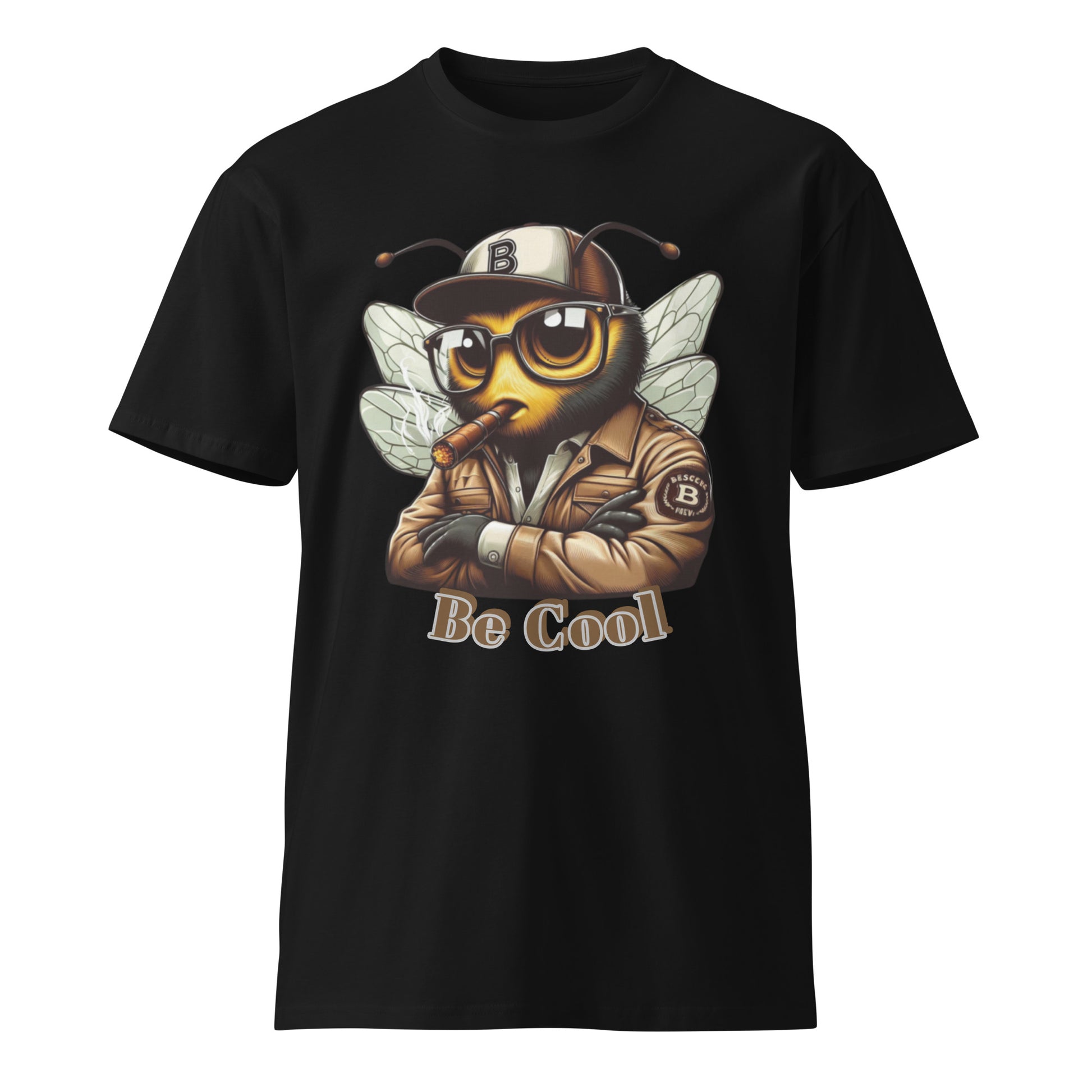 Mr Bee Be Cool Unisex Premium T-shirt Black front