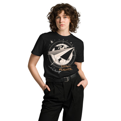 Paper Airplane Unisex Premium T-shirt black front model