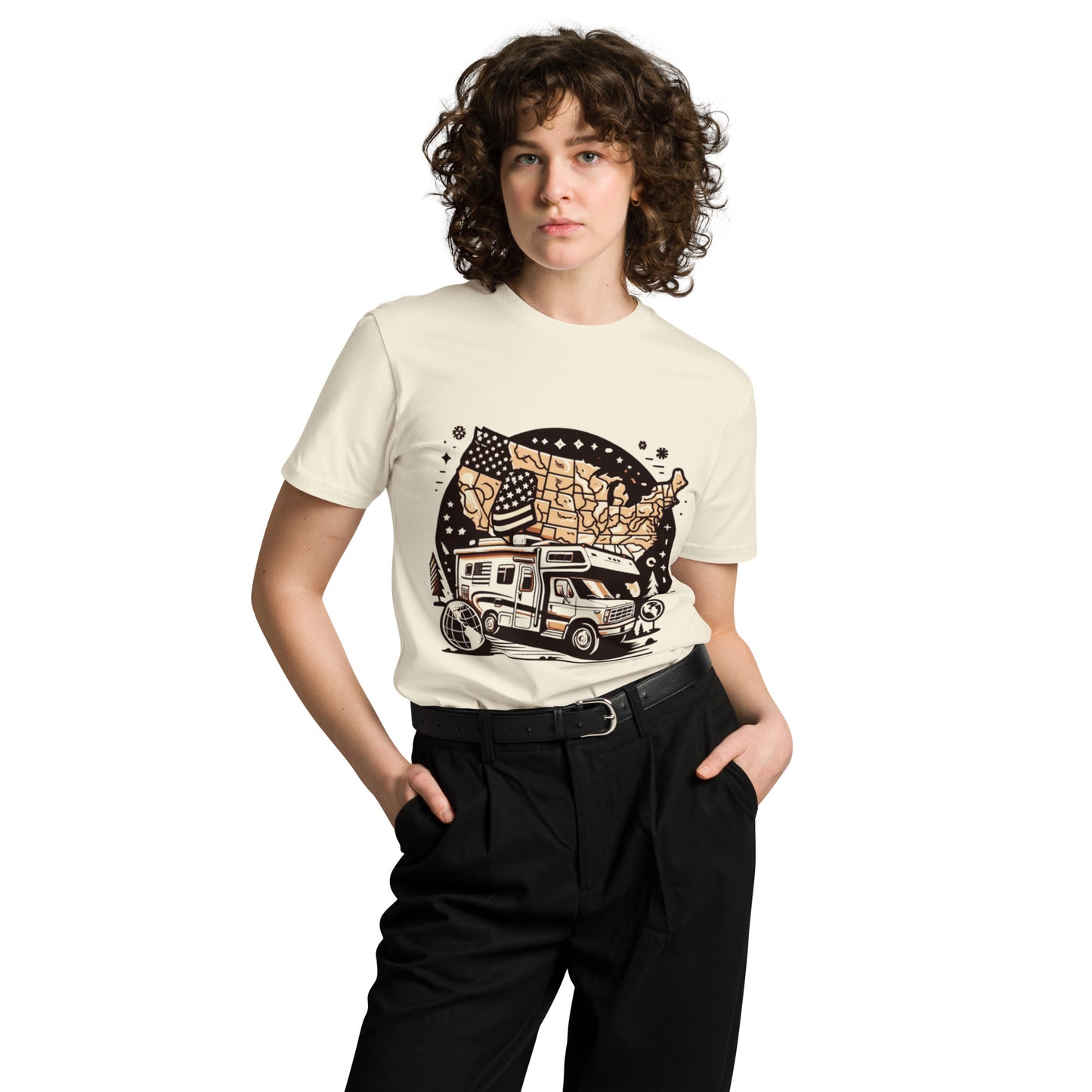 Caravan Unisex Premium T-shirt Natural Front female