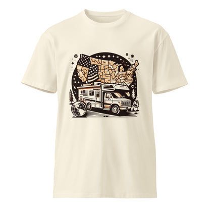 Caravan Unisex Premium T-shirt Natural Front