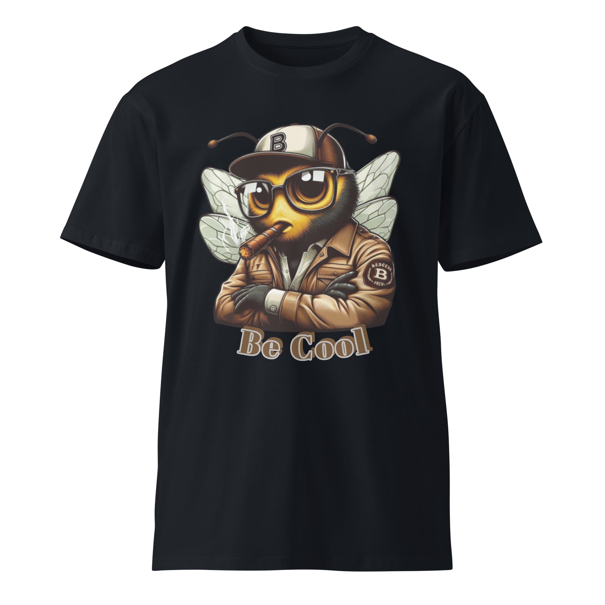 Mr Bee Be Cool Unisex Premium T-shirt Navy front