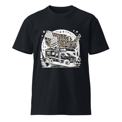 Caravan Unisex Premium T-shirt Navy Front