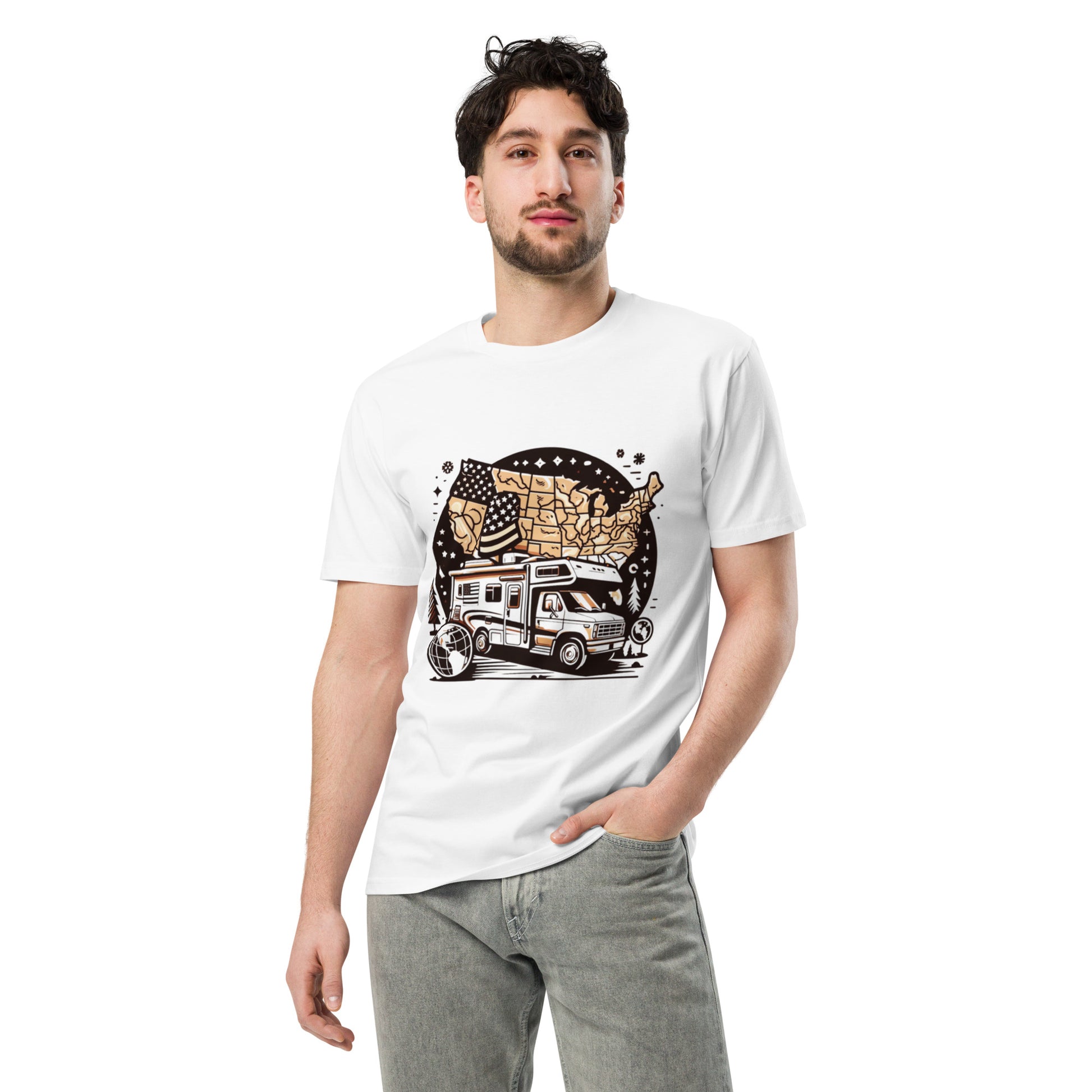 Caravan Unisex Premium T-shirt White Front male