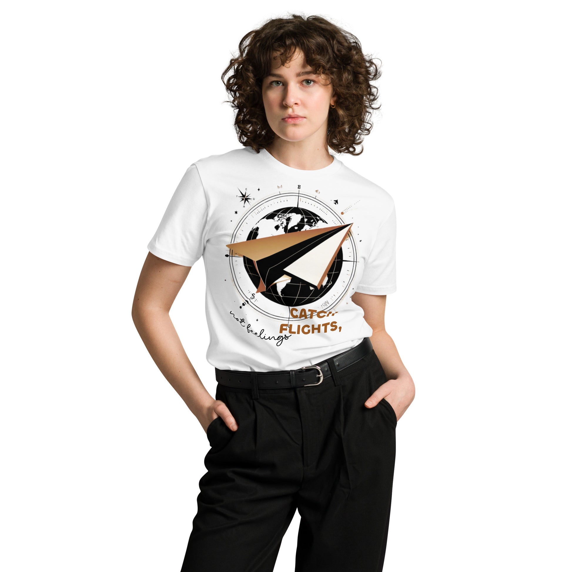 Paper Airplane Unisex Premium T-shirt white front female