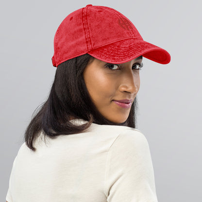 A baseball cap with a front view, featuring a embroidered logo HFT in the center. The hat has a classic six-panel design with a curved brim and an adjustable strap visible at the back red front