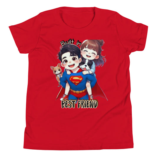 Sibling Matching Super Hero Short Sleeve T-Shirt red front